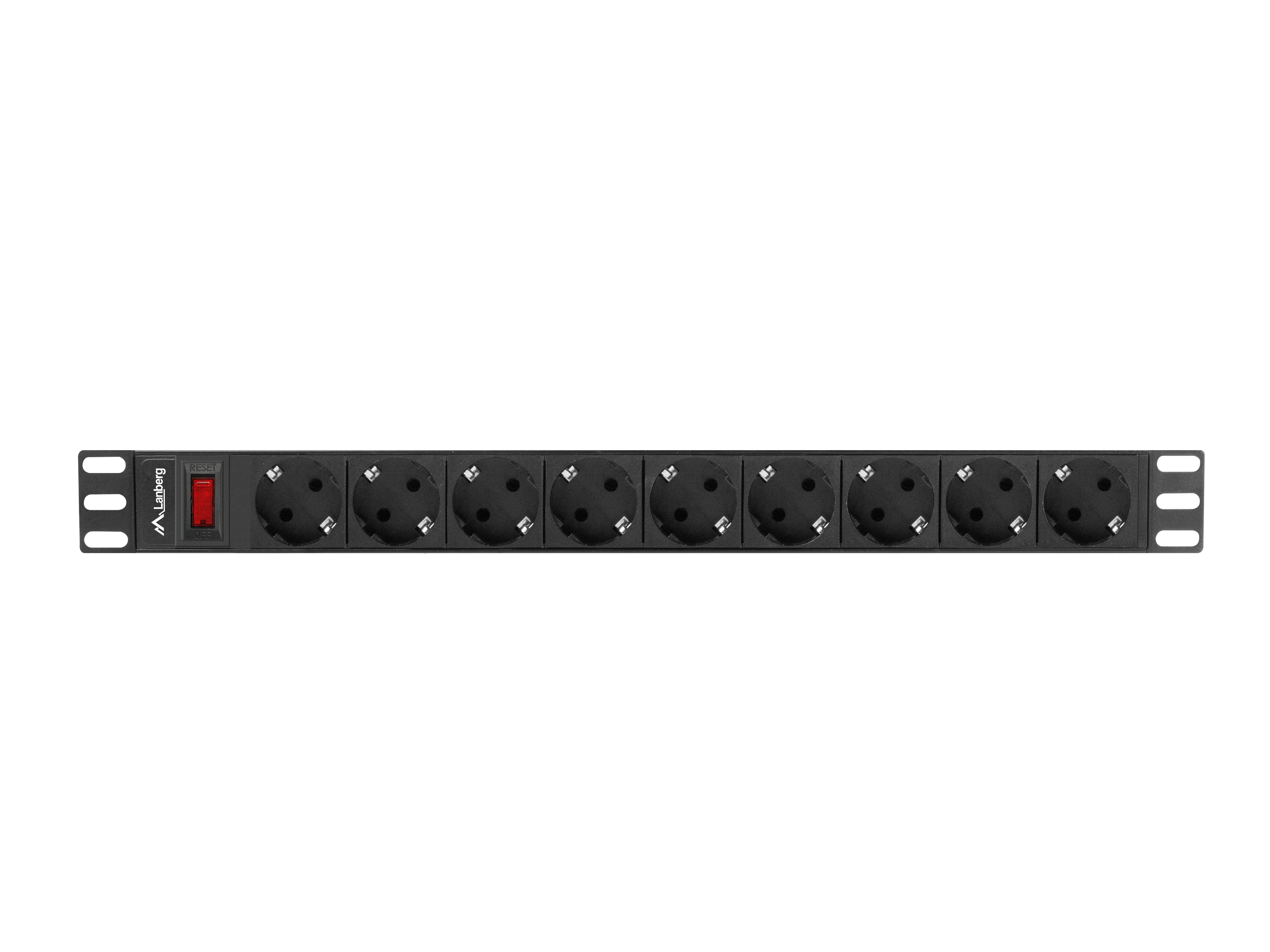 Lanberg PDU-09F-0300-BK power distribution unit (PDU) 9 AC outlet(s) 1U Black, Grey