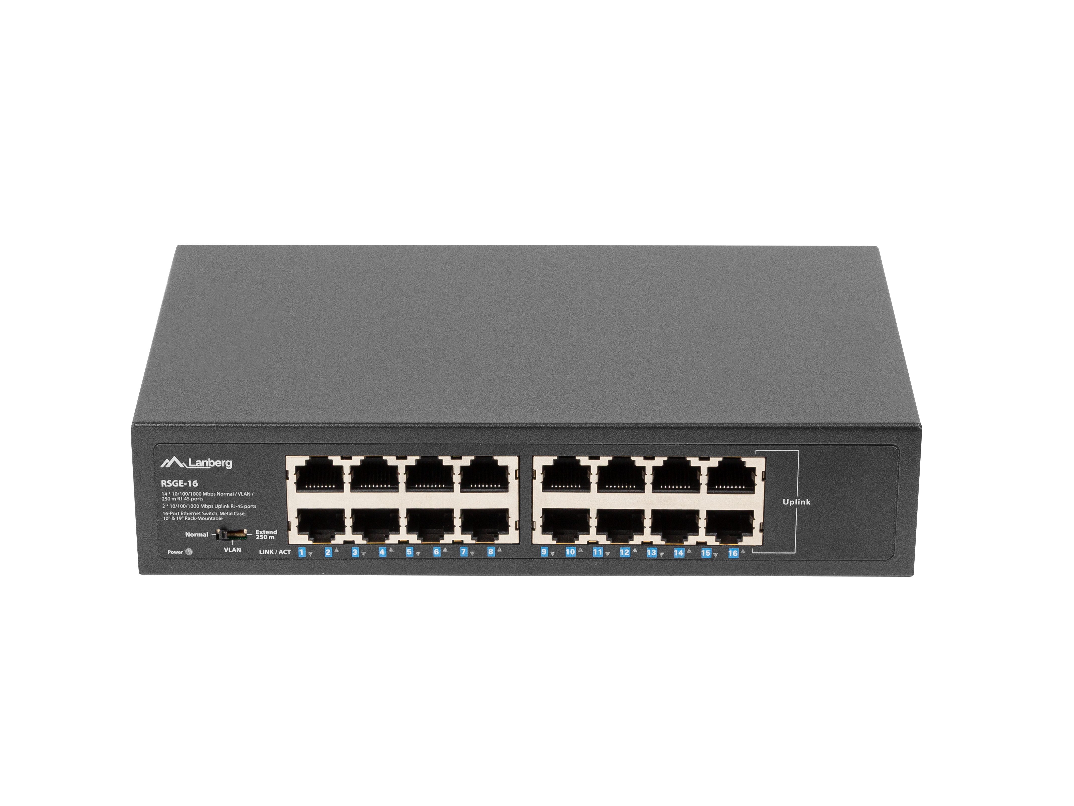 Lanberg RSGE-16 network switch Unmanaged Gigabit Ethernet (10/100/1000) 1U Black