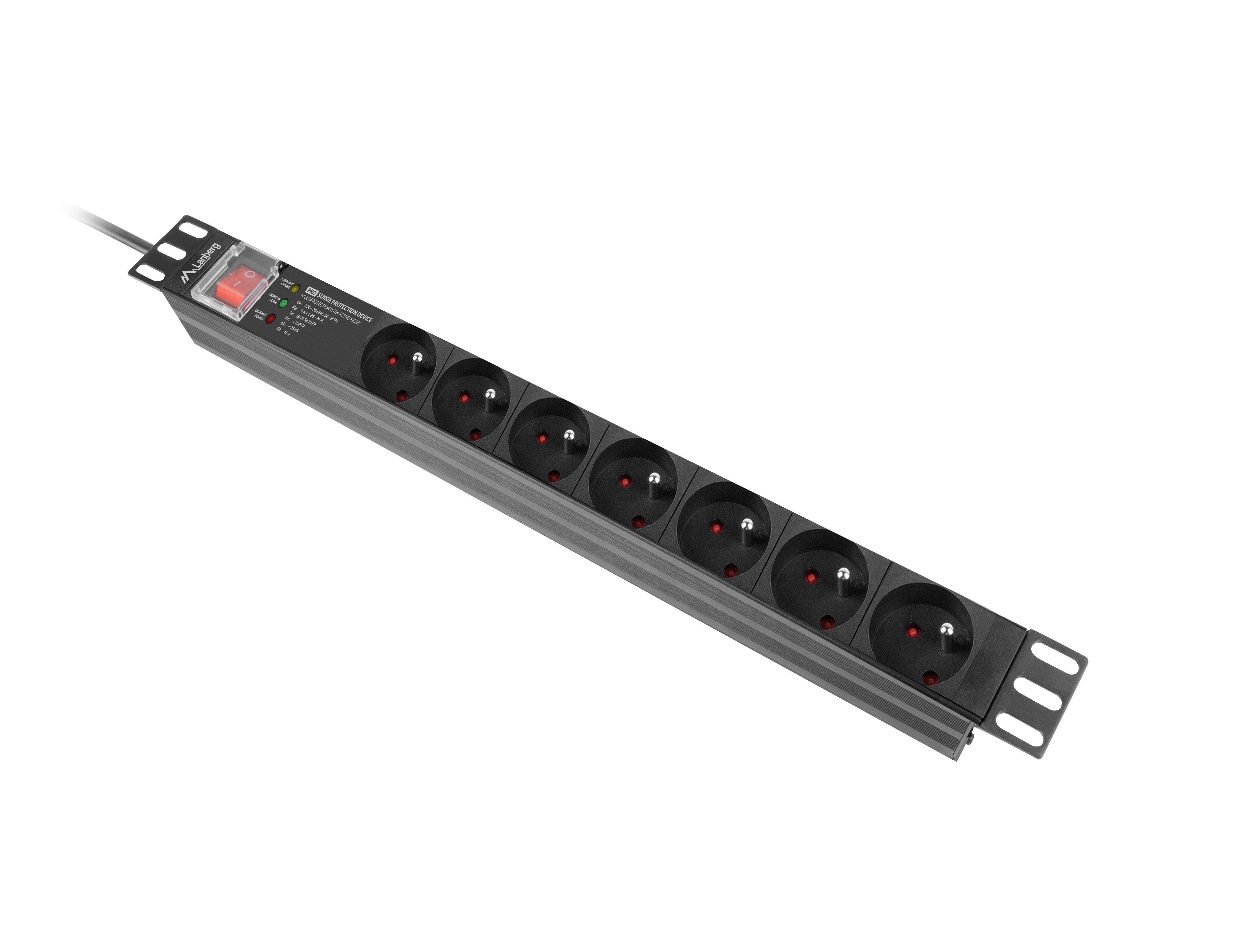 Lanberg PDU-PRO-07E-0200-BK power distribution unit (PDU) 6 AC outlet(s) 1U Black