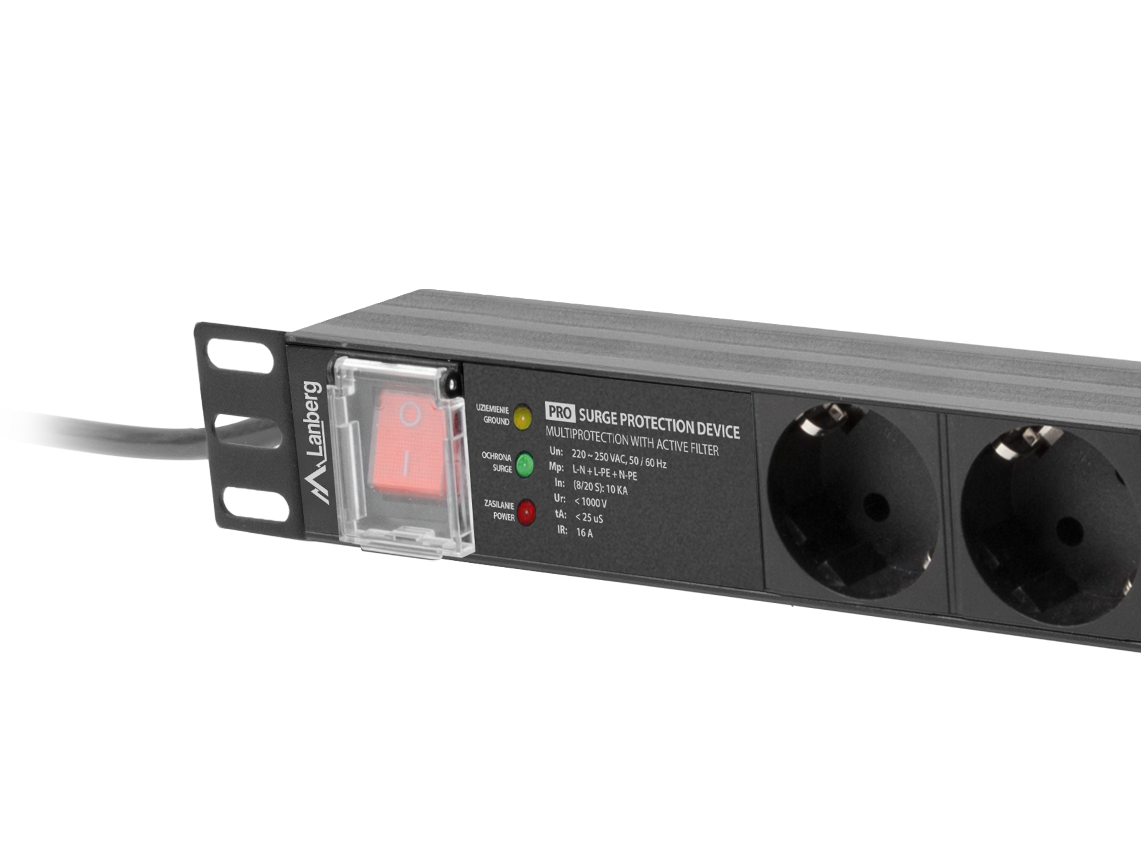 Lanberg PDU-PRO-07F-0200-BK power distribution unit (PDU) 6 AC outlet(s) 1U Black