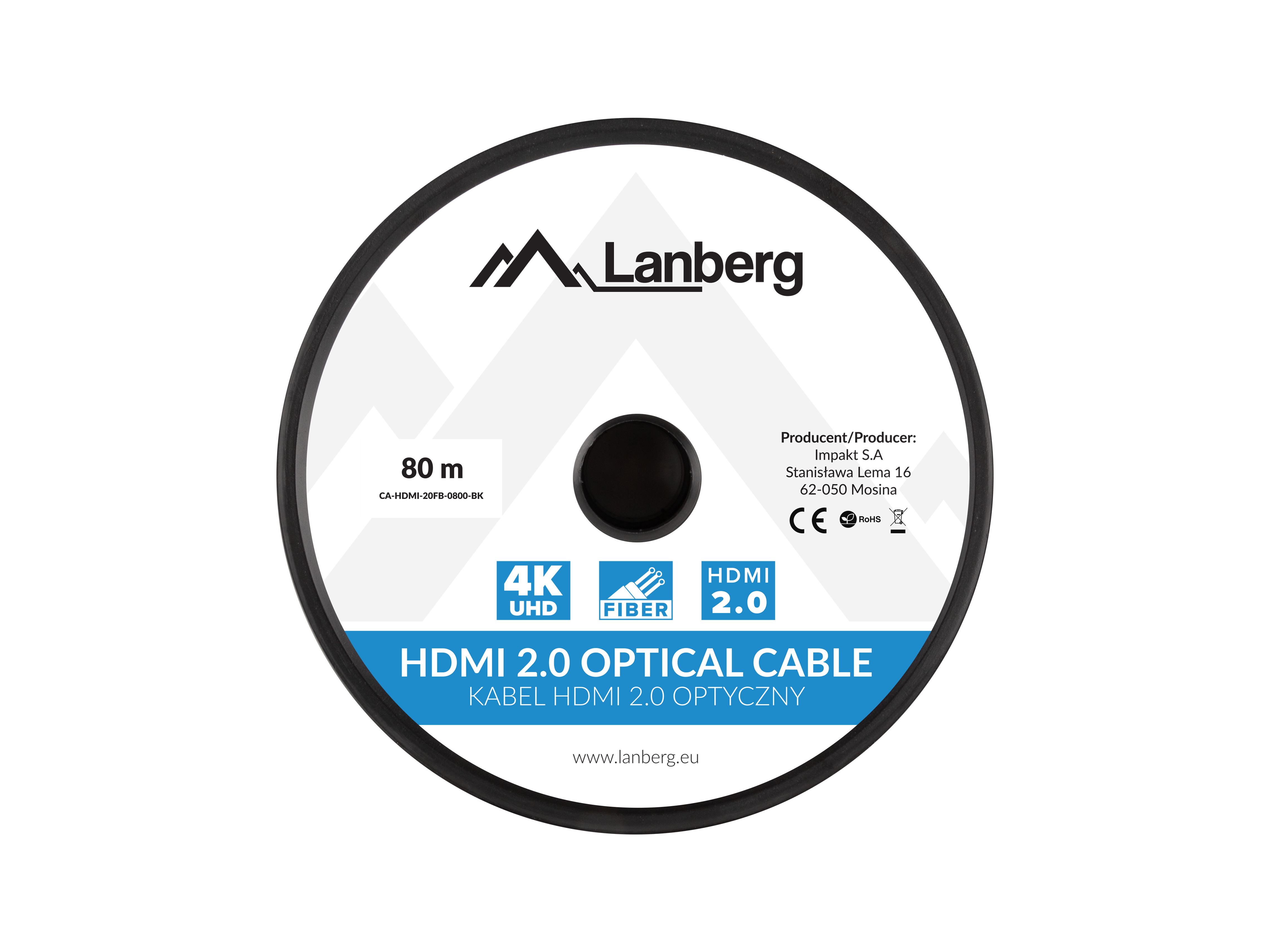 Lanberg CA-HDMI-20FB-0800-BK HDMI cable 80 m HDMI Type A (Standard) Black, Silver