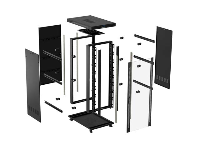 LANBERG 19 42U 800x1200 freist. LCD Glastür (FlatPack) sw (Speditionsversand)