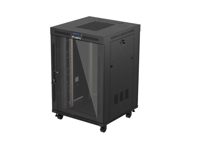 LANBERG 19" 22U 800x800 freist. LCD Glastür (FlatPack) sw (Speditionsversand)