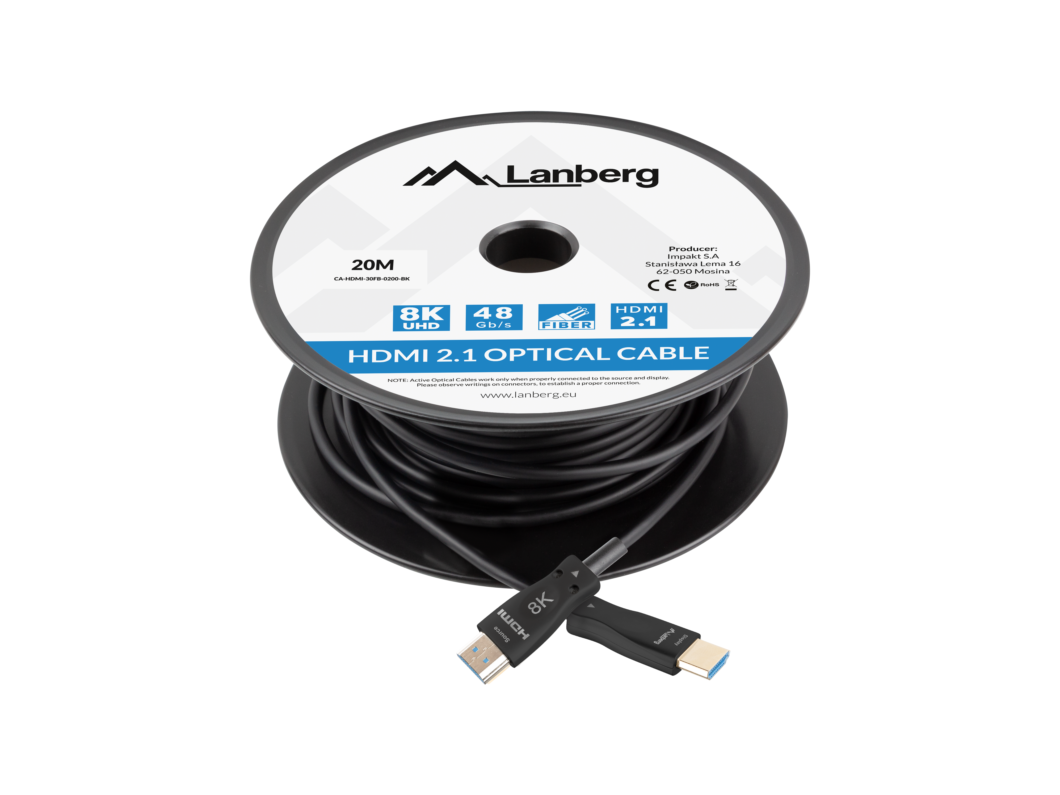 Lanberg CA-HDMI-30FB-0200-BK HDMI cable 20 m HDMI Type A (Standard) Black