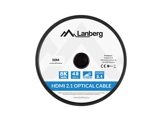 LANBERG HDMI M/M V2.1 Kabel 50m 8K optisch AOC schwarz