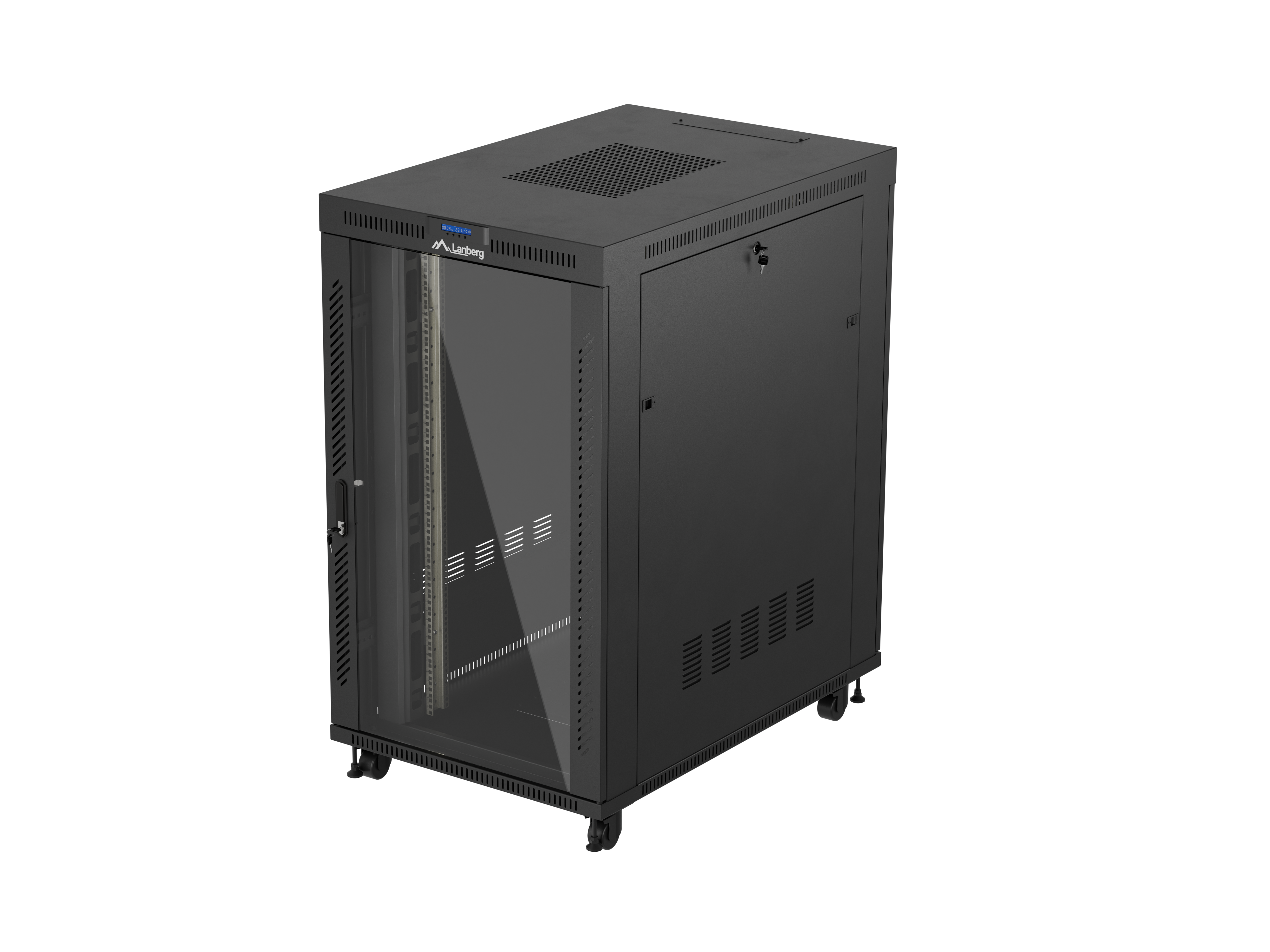 FLOOR-STANDING RACK CABINET 19" 27U 800X1200 BLACK LCD GLASS DOOR LANBERG (FLAT PACK)