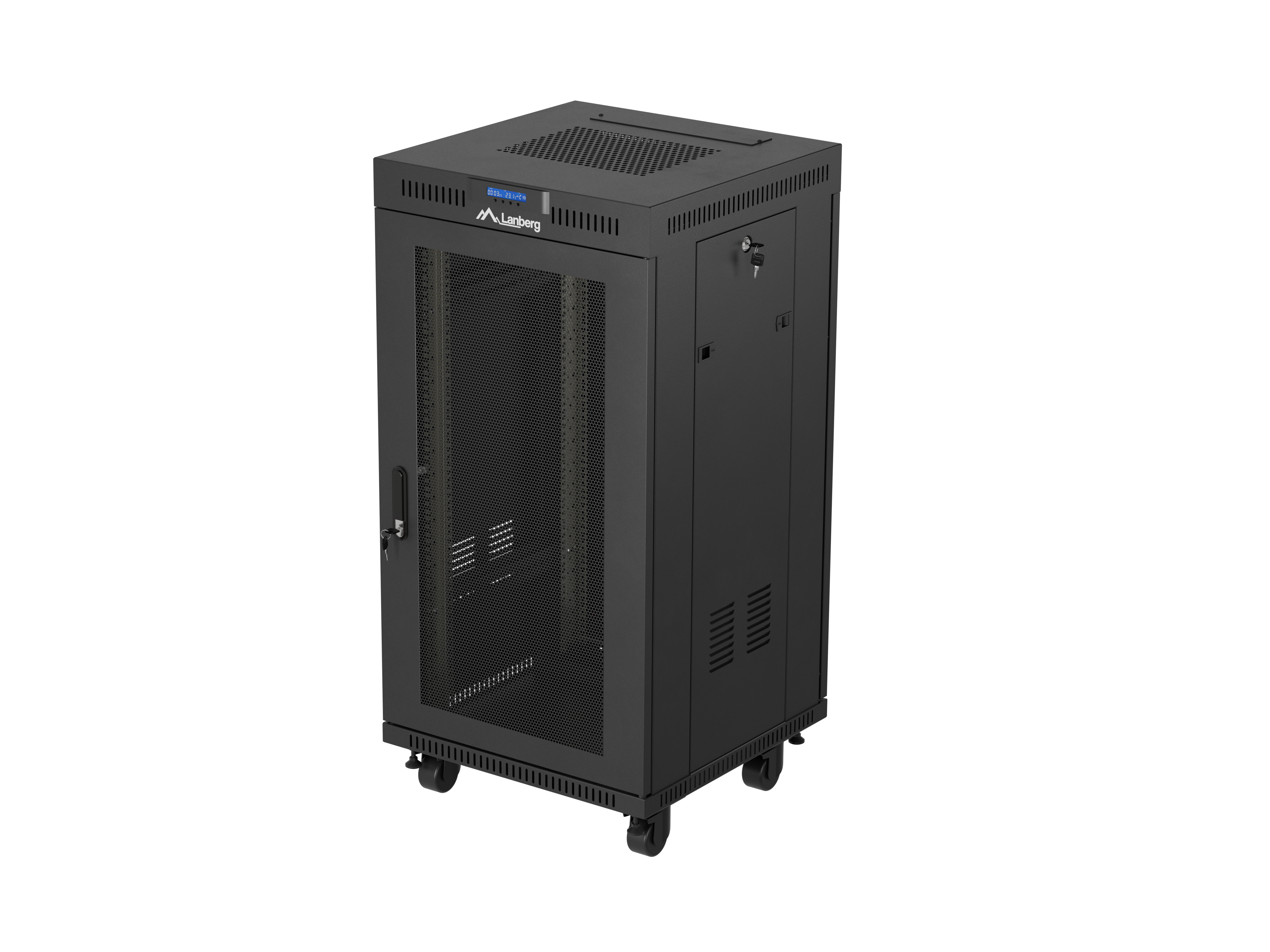 FLOOR-STANDING RACK CABINET 19 22U 600X600 BLACK PERFORATED LCD DOOR LANBERG (FLAT PACK) V2