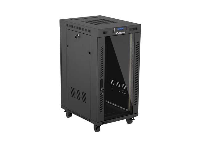 LANBERG 19" 22U 600x800 freist. LCD Glastür (FlatPack) sw