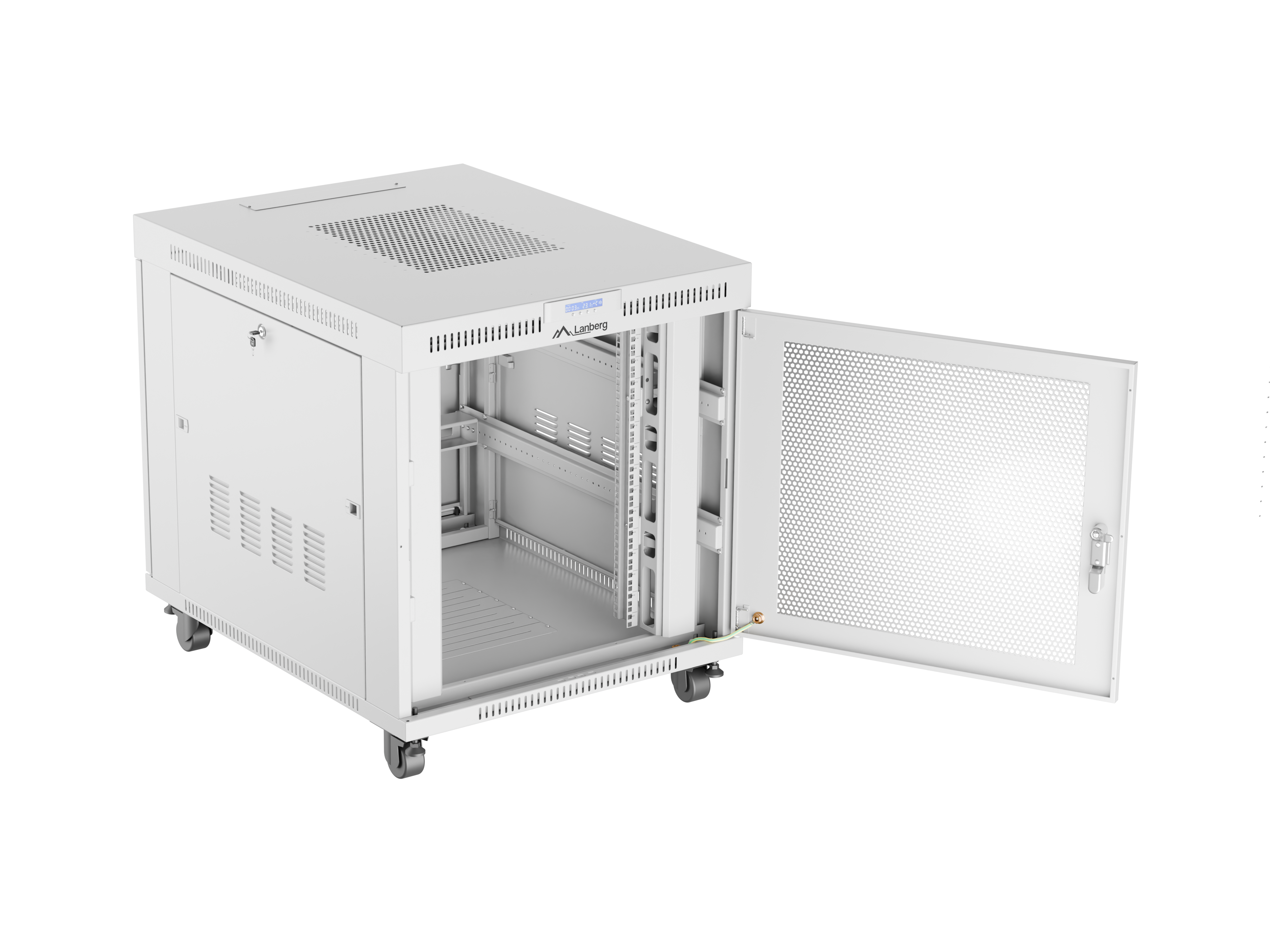 Free-standing rack cabinet 19" 15U 800x1000 grey perforated door LCD Lanberg (flat pack)
