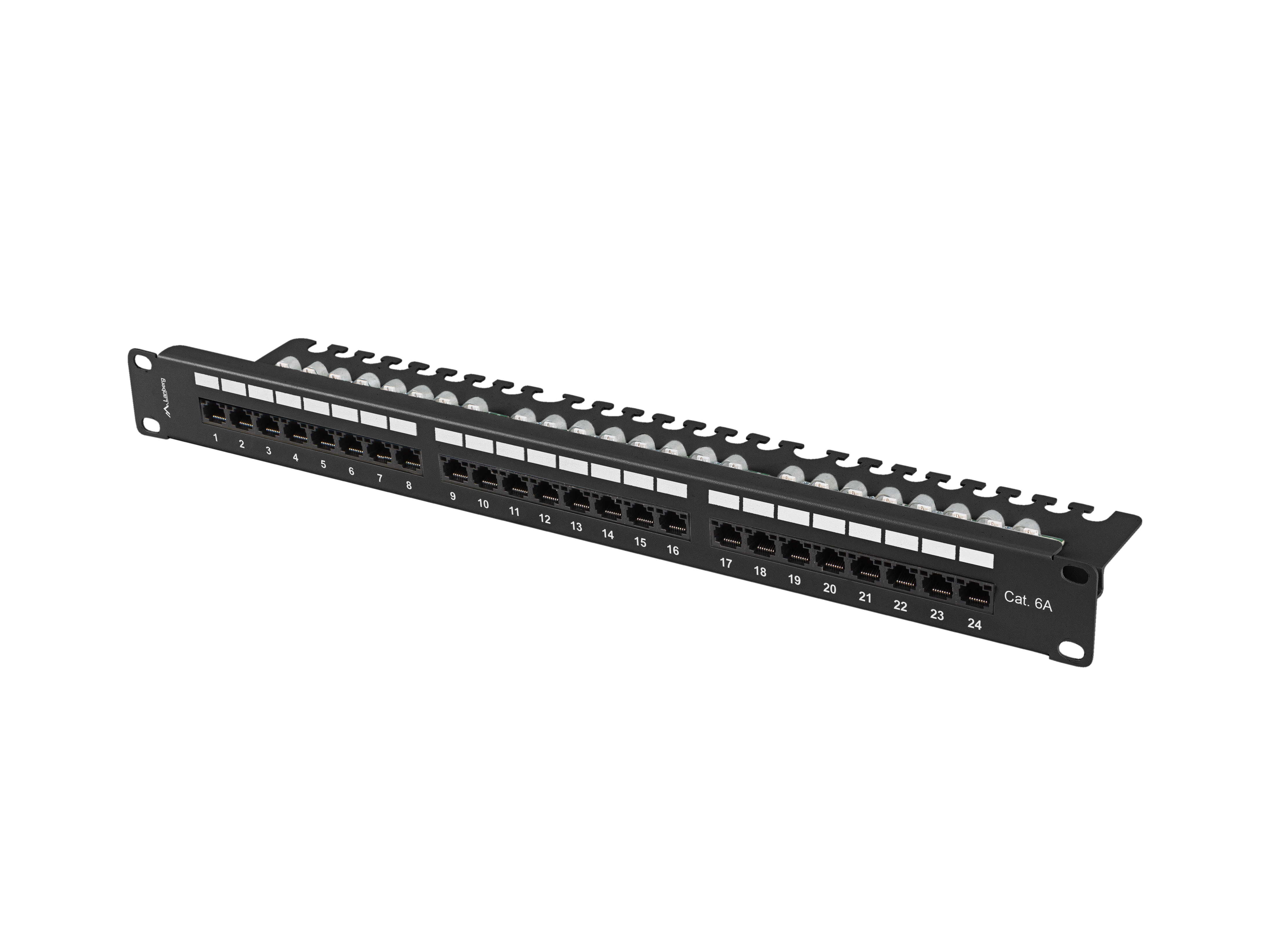 PATCH PANEL 24 PORT 1U 19" CAT.6A UTP WITH CABLE ORGANIZER BLACK LANBERG