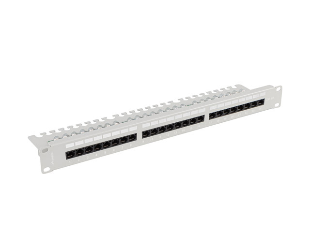 LANBERG 19 Patchpanel 1U 24-Port CAT.6A UTP + Kabelorg. gr