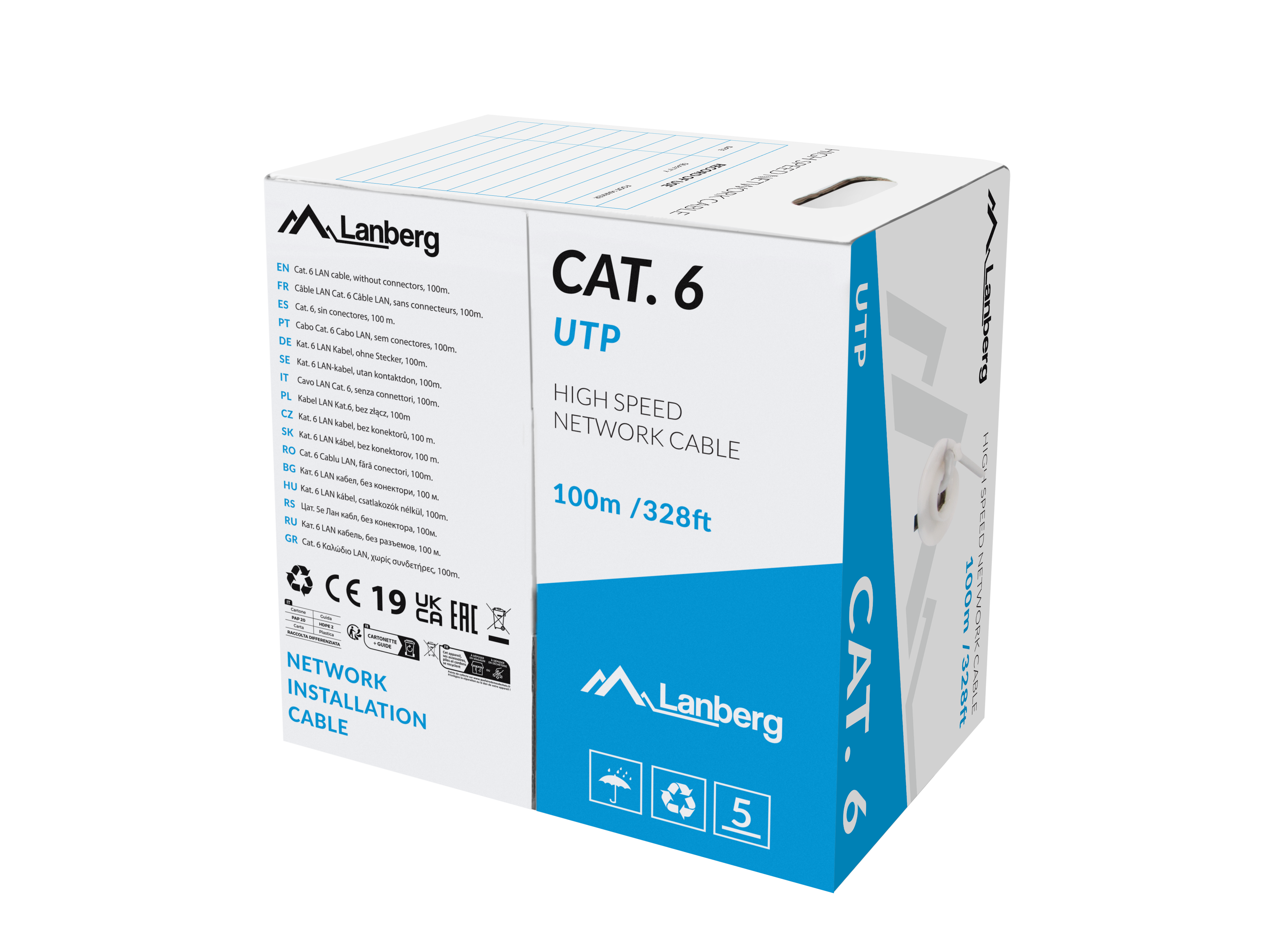 Network cable Lanberg Grey 100 m Cat6 U/UTP