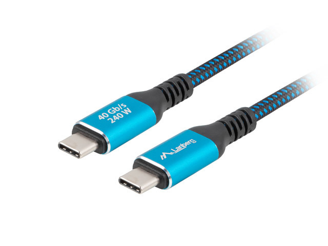 LANBERG USB-C M/M USB4 Kabel 0,5m 240W 8K 60Hz schwarz/blau