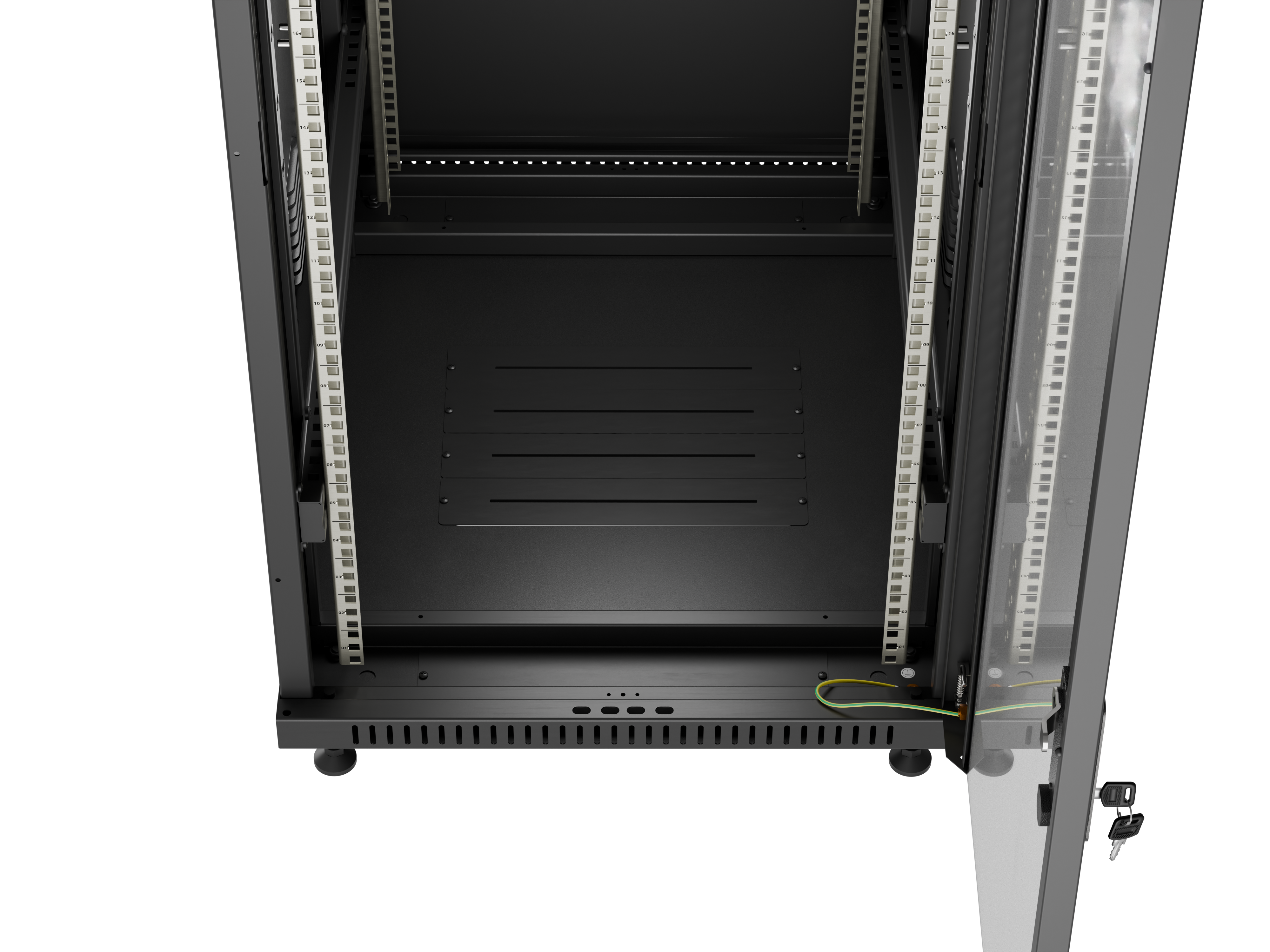 19" 18U 600 × 800 BLACK FLOOR-STANDING RACK CABINET WITH GLASS DOOR, LANBERG (FLAT PACK)