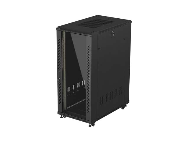 LANBERG 19" 27U 600x1000 freistehend Glastür (FlatPack) sw