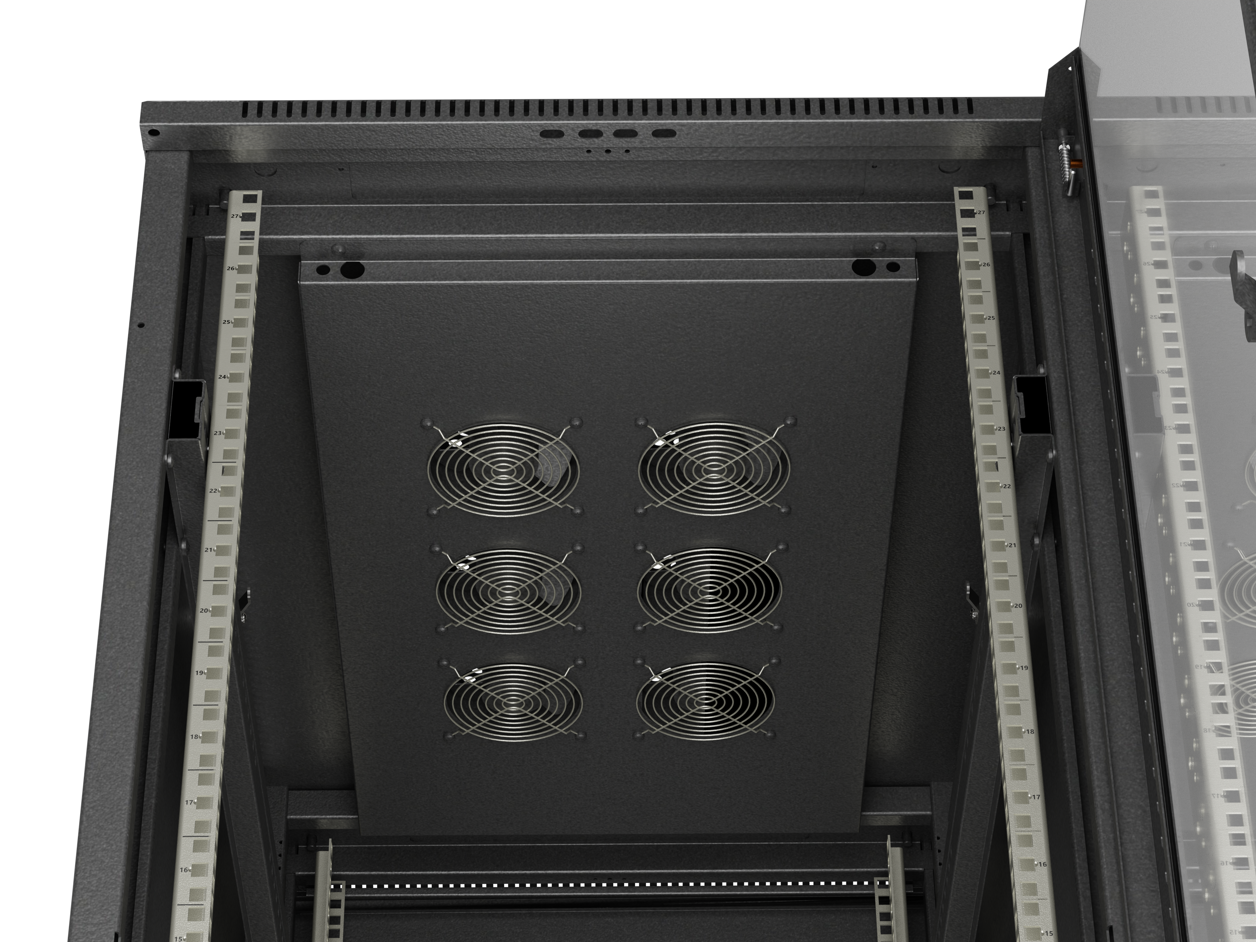 19" 27U 600 × 1000 BLACK FLOOR-STANDING RACK CABINET WITH GLASS DOOR, LANBERG (FLAT PACK)