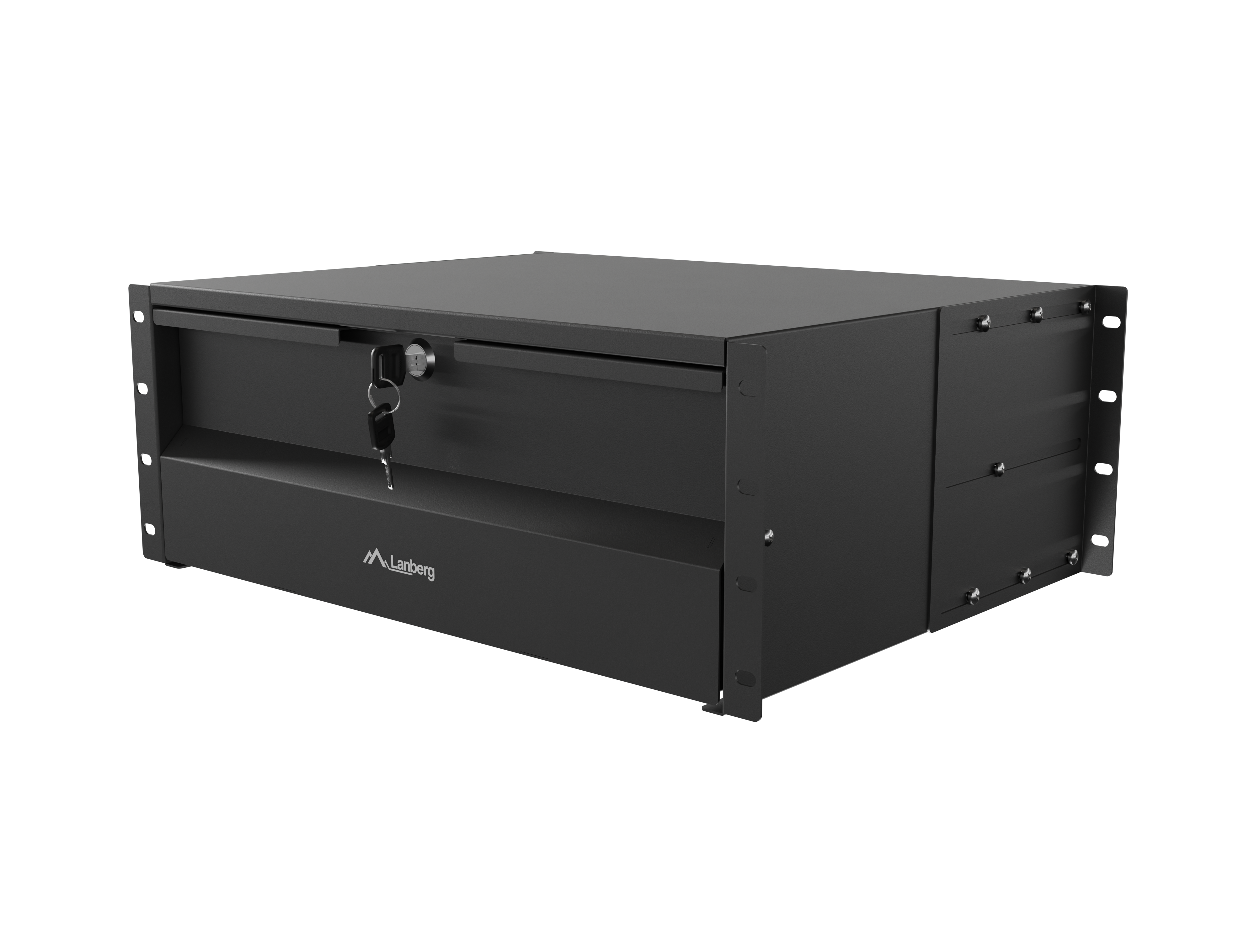 Lanberg 19" Rack Cabinet Drawer 4U 360 mm Black (4U/483 × 360 mm, Load Capacity up to 90 kg, 4-Point Mounting)