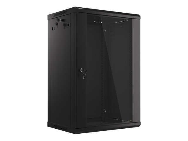 RACK CABINET 19" WALL-MOUNT 18U/600X450 (FLAT PACK) WITH GLASS DOOR BLACK LANBERG V2