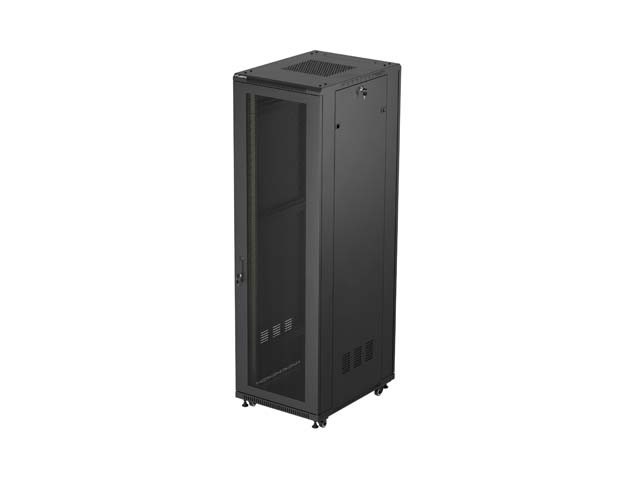 RACK CABINET 19" FREE-STANDING 42U/600X800 (FLAT PACK) WITH MESH DOOR BLACK LANBERG