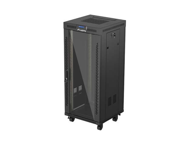 RACK CABINET 19" FREE-STANDING 27U/600X600 (FLAT PACK) WITH GLASS DOOR LCD BLACK LANBERG V2