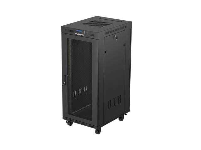 RACK CABINET 19" FREE-STANDING 27U/600X800 (FLAT PACK) WITH MESH DOOR LCD BLACK LANBERG V2