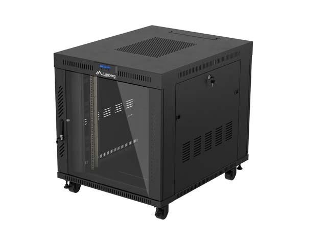 RACK CABINET 19" FREE-STANDING 15U/800X1000 (FLAT PACK) WITH GLASS DOOR LCD BLACK LANBERG V2