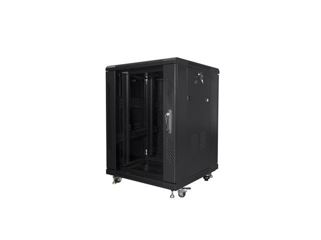 RACK CABINET 19" FREE-STANDING 15U/600X600 WITH GLASS DOOR BLACK LANBERG (ASSEMBLED)