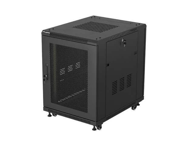 RACK CABINET 19" FREE-STANDING 15U/600X800 (FLAT PACK) WITH MESH DOOR BLACK LANBERG