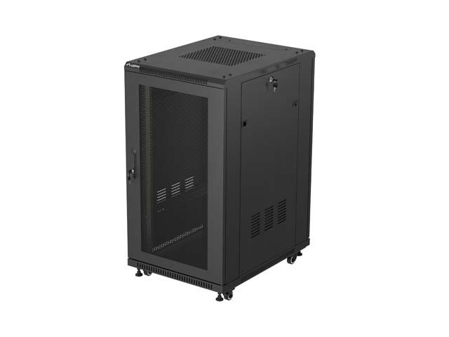 RACK CABINET 19" FREE-STANDING 22U/600X800 (FLAT PACK) WITH MESH DOOR BLACK LANBERG