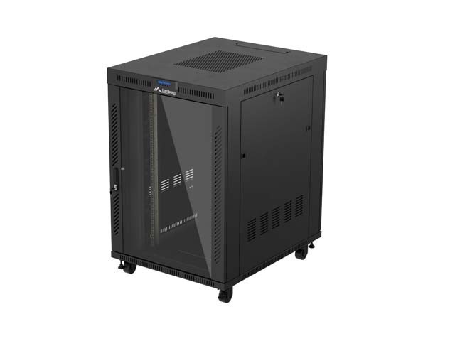 RACK CABINET 19" FREE-STANDING 22U/800X1000 (FLAT PACK) WITH GLASS DOOR LCD BLACK LANBERG V2