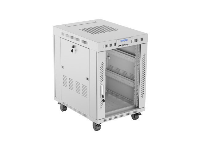 RACK CABINET 19" FREE-STANDING 15U/600X800 (FLAT PACK) WITH GLASS DOOR LCD GREY LANBERG V2