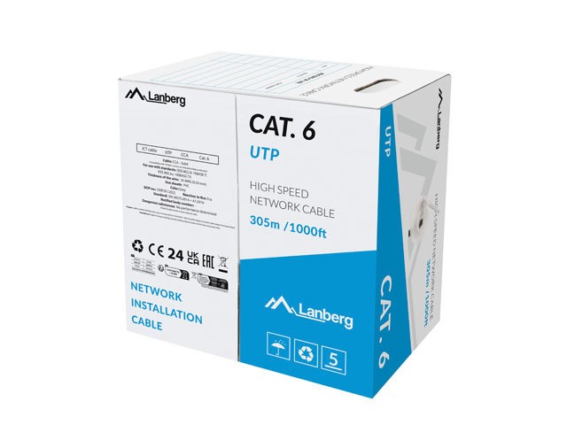 LAN CABLE CAT.6 305M SOLID CCA GREY FLUKE PASSED LANBERG