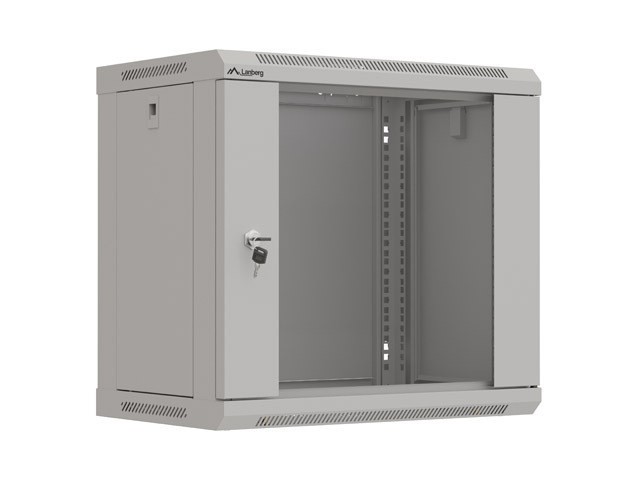 RACK CABINET 19" WALL-MOUNT 9U/540X350 (FLAT PACK) WITH GLASS DOOR GREY LANBERG