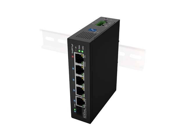 SWITCH LANBERG ILFE-4P-1GE-1S-90 POE 1XBT 3XAT SFP/ETH DIN UNMANAGMENT FAST ETHERNET
