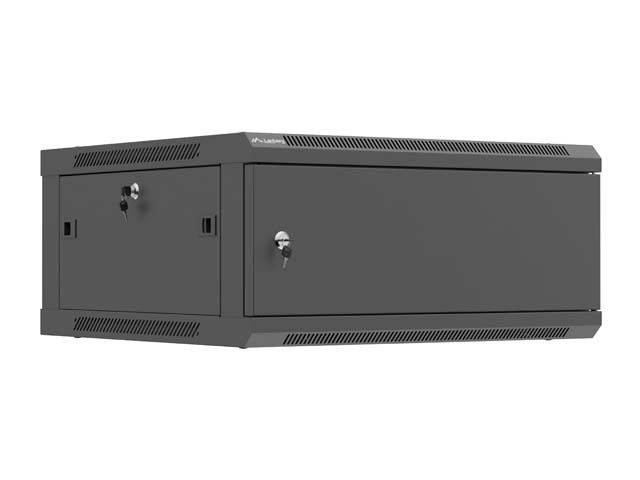 RACK CABINET 19" WALL-MOUNT 4U/600X600 (FLAT PACK) WITH METAL DOOR BLACK LANBERG