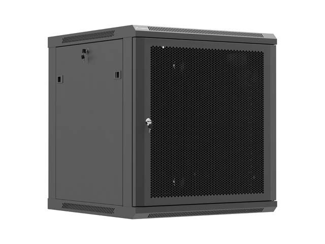 RACK CABINET 19" WALL-MOUNT 12U/600X600 (FLAT PACK) WITH PERFORATED DOOR BLACK LANBERG