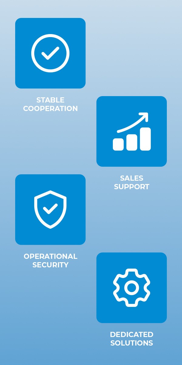 Reliable partnership, sales support, operational security, customized solutions